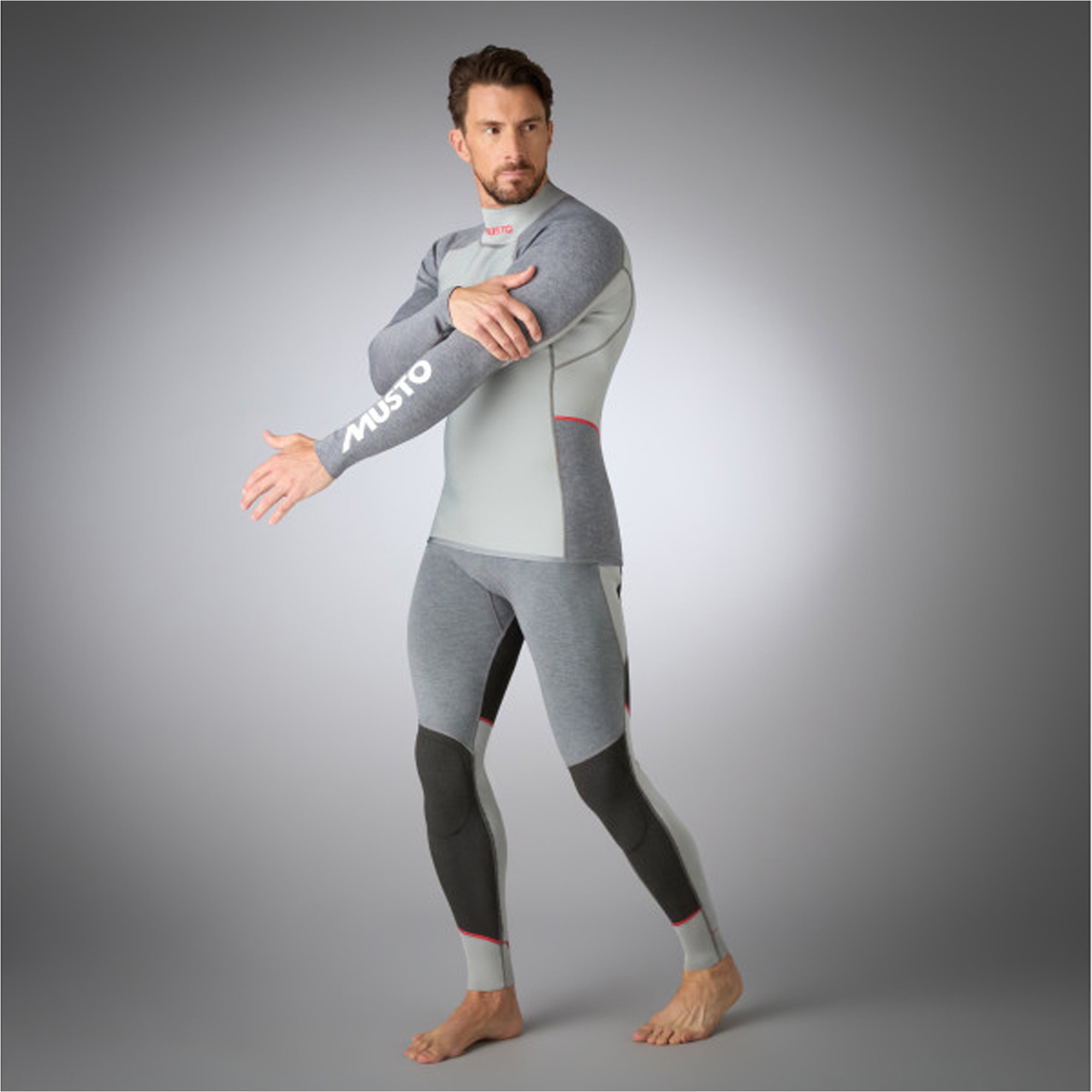 2026 Musto Männer Flexlite Vapour 1.0 Langärmel Neoprenanzug Top 82068 - Grey Marl